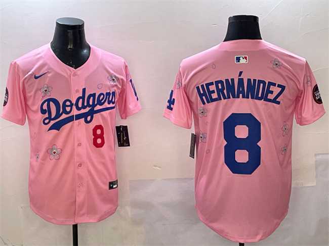Mens Los Angeles Dodgers #8 Enrique Hernandez Pink 2025 Tokyo Series Limited Stitched Jersey